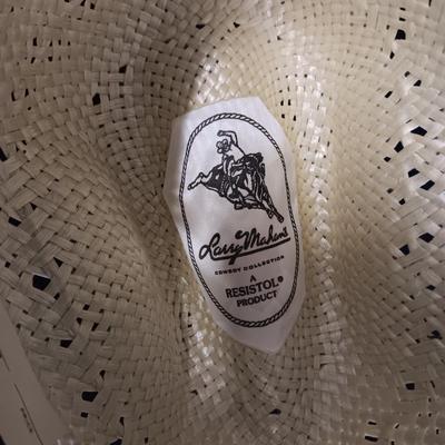 HER VINTAGE LARRY MAHAN'S STRAW WESTERN HAT SIZE 7