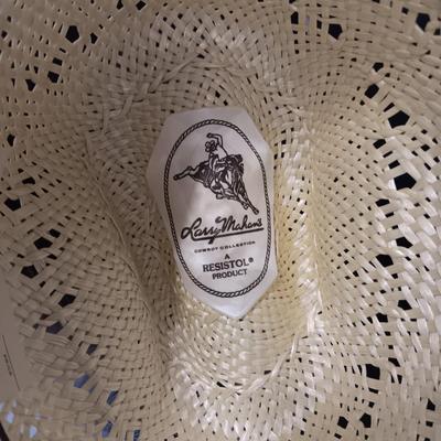 HIS VINTAGE LARRY MAHAN'S STRAW WESTERN HAT SIZE 7 1/2