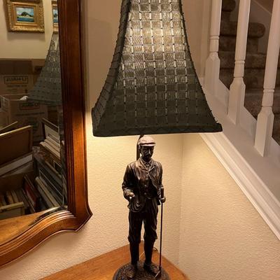 Bronze golfer lamp