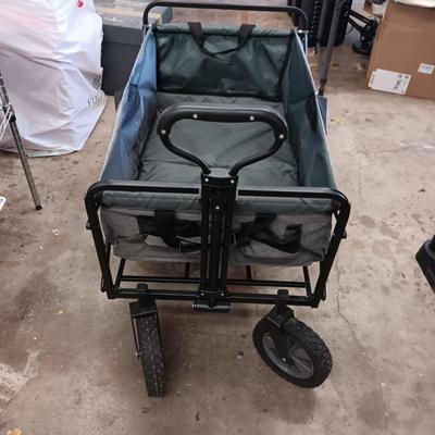 LIKE NEW SOFT SIDED FOLDING WAGON WITH PULL UP DRINK TABLE