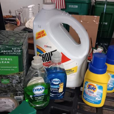 NEW/FULL SHOUT AND LAUNDRY DETERGENT, 19 BARS OF IRISH SPRING SOAP AND MORE