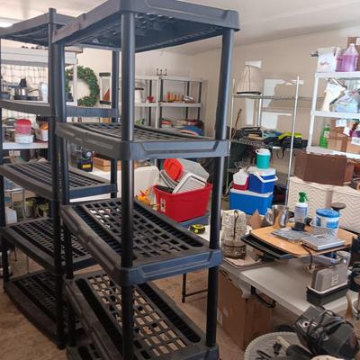 2 STURDY PLASTIC STORAGE SHELVES