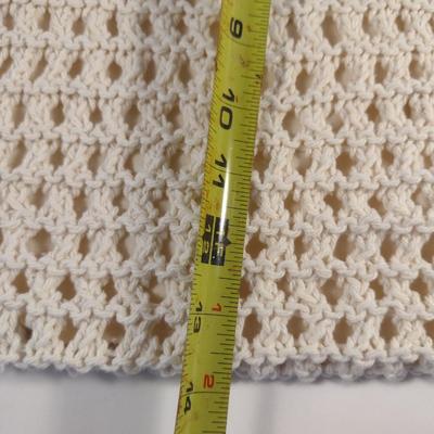 Sale Photo Thumbnail #884: Hand Knitted Large Mesh Bag with Bamboo Handles- Approx 13 3/4" x 16 1/2" (Choice A)