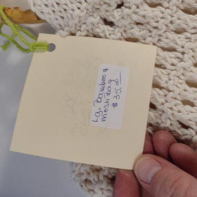 Sale Photo Thumbnail #883: Hand Knitted Large Mesh Bag with Bamboo Handles- Approx 13 3/4" x 16 1/2" (Choice A)