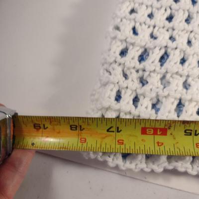 Sale Photo Thumbnail #889: Hand Knitted Large Mesh Bag with Bamboo Handles- Approx 14 1/4" x 18" (#5)