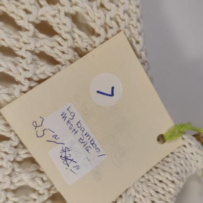 Sale Photo Thumbnail #901: Hand Knitted Mesh Bag with Bamboo Handles- New with Tag- Approx 17 1/2" x 15 3/4" (#7)