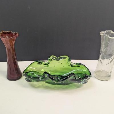 Sale Photo Thumbnail #151: Art Glass Vases & Green Viking Bowl