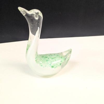 Sale Photo Thumbnail #161: Blown Art Glass Swan Figurine With Summerso Blue & White