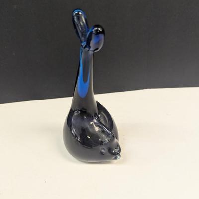 Sale Photo Thumbnail #167: Dark Blue Solid Glass Fish With Tail Up Paperweight