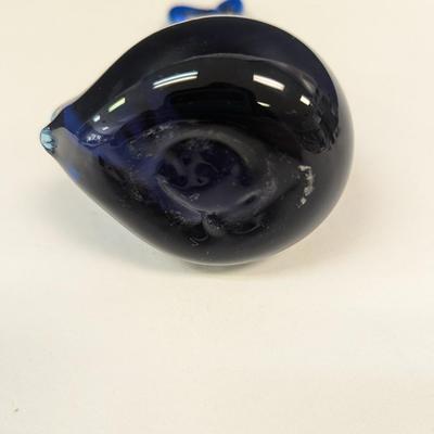 Sale Photo Thumbnail #169: Dark Blue Solid Glass Fish With Tail Up Paperweight