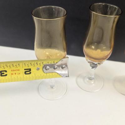 Sale Photo Thumbnail #1597: Amber Cordial Aperifit Vintage Stemware Glasses Hand Blown