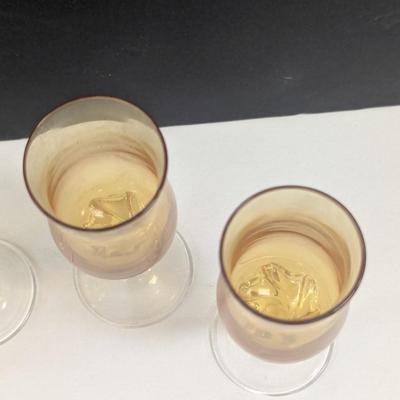 Sale Photo Thumbnail #1594: Amber Cordial Aperifit Vintage Stemware Glasses Hand Blown