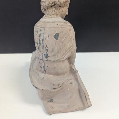 Sale Photo Thumbnail #1615: Antique Metal Clock Topper Statue Classical Woman With Harp