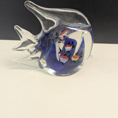 Sale Photo Thumbnail #57: Murano Large Art Glass Angel Fish With Small Fish