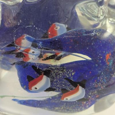Sale Photo Thumbnail #62: Murano Large Art Glass Angel Fish With Small Fish