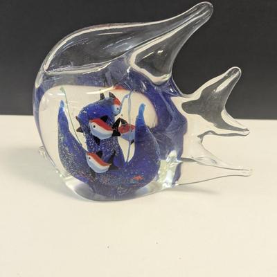 Sale Photo Thumbnail #55: Murano Large Art Glass Angel Fish With Small Fish