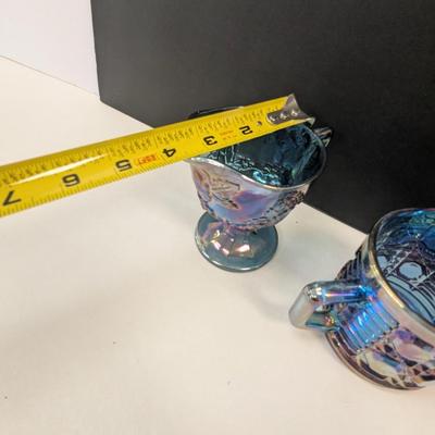 Sale Photo Thumbnail #244: Indiana Glass Iridescent Blue Carnival Glass Creamers