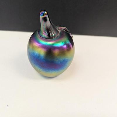 Sale Photo Thumbnail #248: Gibson Apple Art Glass Paperweight Iridescent