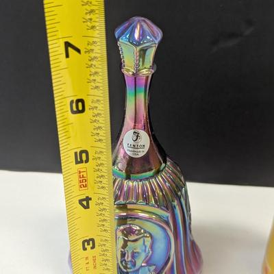 Sale Photo Thumbnail #281: Fenton Medallion Bell Plum Opalescent Carnival Glass Founder Frank L. Fenton