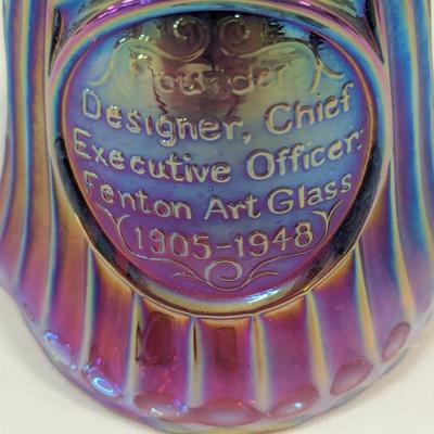 Sale Photo Thumbnail #278: Fenton Medallion Bell Plum Opalescent Carnival Glass Founder Frank L. Fenton