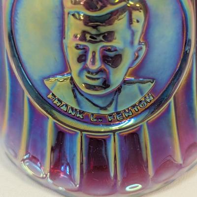 Sale Photo Thumbnail #282: Fenton Medallion Bell Plum Opalescent Carnival Glass Founder Frank L. Fenton
