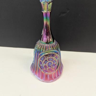 Sale Photo Thumbnail #276: Fenton Medallion Bell Plum Opalescent Carnival Glass Founder Frank L. Fenton