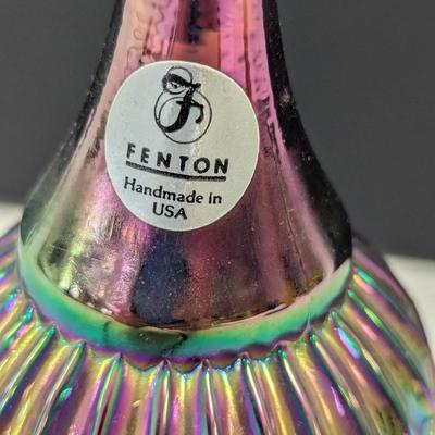 Sale Photo Thumbnail #279: Fenton Medallion Bell Plum Opalescent Carnival Glass Founder Frank L. Fenton