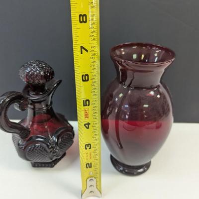 Sale Photo Thumbnail #294: Ruby Red Avon Perfume Bottle & Vase