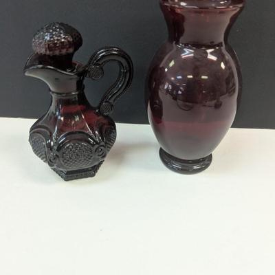 Sale Photo Thumbnail #288: Ruby Red Avon Perfume Bottle & Vase