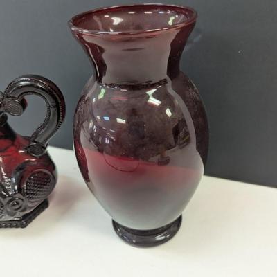 Sale Photo Thumbnail #290: Ruby Red Avon Perfume Bottle & Vase
