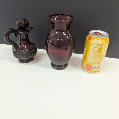 Sale Photo Thumbnail #295: Ruby Red Avon Perfume Bottle & Vase