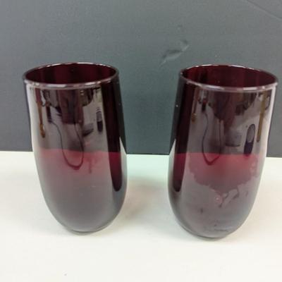 Sale Photo Thumbnail #302: 2 - Anchor Hocking Ruby Red Depression Glasses