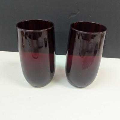Sale Photo Thumbnail #303: 2 - Anchor Hocking Ruby Red Depression Glasses
