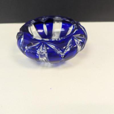 Sale Photo Thumbnail #329: Hand Cut Bohemian Style Crystal Cobalt Blue Bowl