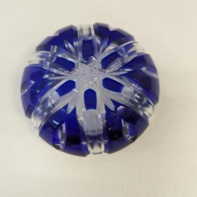 Sale Photo Thumbnail #330: Hand Cut Bohemian Style Crystal Cobalt Blue Bowl