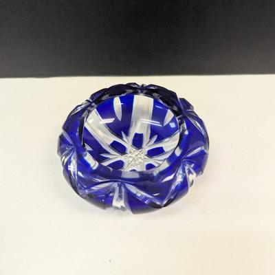 Sale Photo Thumbnail #328: Hand Cut Bohemian Style Crystal Cobalt Blue Bowl