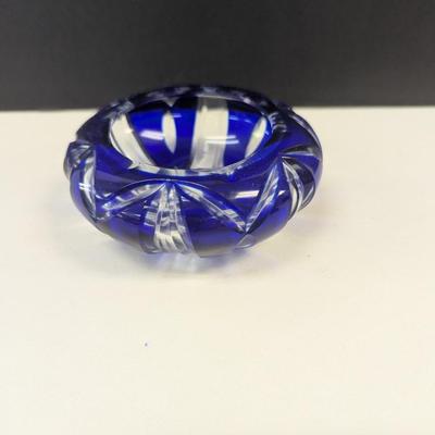Sale Photo Thumbnail #327: Hand Cut Bohemian Style Crystal Cobalt Blue Bowl