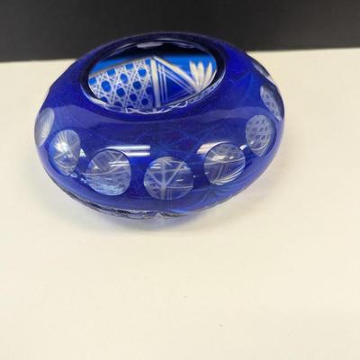 Sale Photo Thumbnail #335: Hand Cut Bohemian Style Crystal Cobalt Blue Bowl