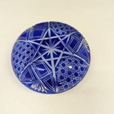 Sale Photo Thumbnail #336: Hand Cut Bohemian Style Crystal Cobalt Blue Bowl