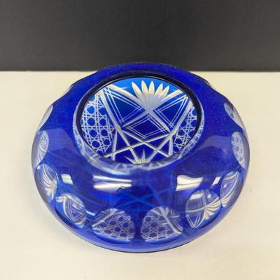 Sale Photo Thumbnail #334: Hand Cut Bohemian Style Crystal Cobalt Blue Bowl