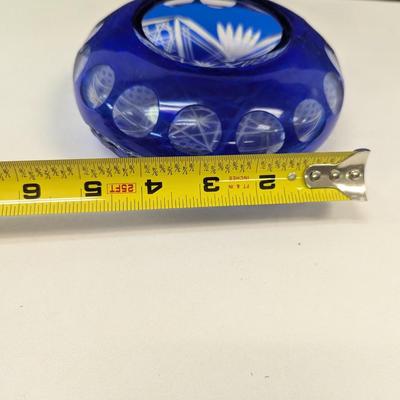 Sale Photo Thumbnail #338: Hand Cut Bohemian Style Crystal Cobalt Blue Bowl