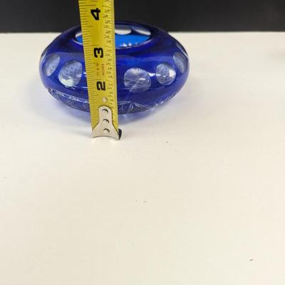 Sale Photo Thumbnail #337: Hand Cut Bohemian Style Crystal Cobalt Blue Bowl