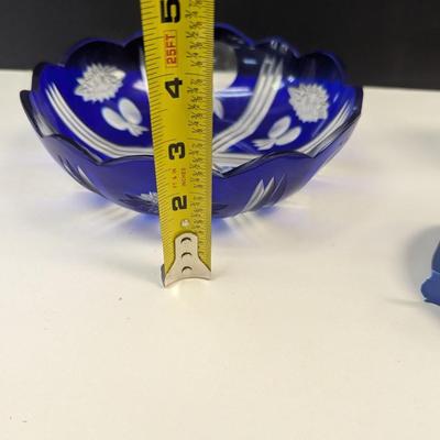 Sale Photo Thumbnail #344: Hand Cut Bohemian Style Crystal Cobalt Blue Bowl