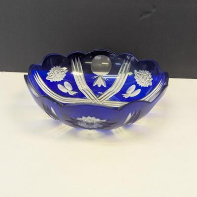 Sale Photo Thumbnail #339: Hand Cut Bohemian Style Crystal Cobalt Blue Bowl