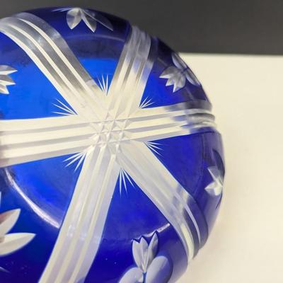 Sale Photo Thumbnail #342: Hand Cut Bohemian Style Crystal Cobalt Blue Bowl