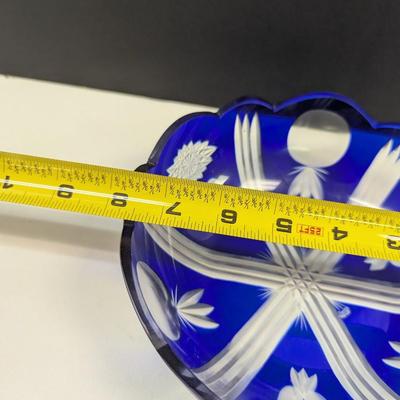 Sale Photo Thumbnail #343: Hand Cut Bohemian Style Crystal Cobalt Blue Bowl