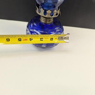 Sale Photo Thumbnail #384: Hand Cut Bohemian Style Crystal Cobalt Blue Lamp