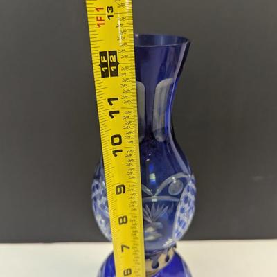 Sale Photo Thumbnail #383: Hand Cut Bohemian Style Crystal Cobalt Blue Lamp