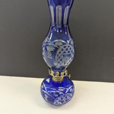 Sale Photo Thumbnail #381: Hand Cut Bohemian Style Crystal Cobalt Blue Lamp