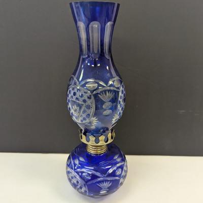 Sale Photo Thumbnail #382: Hand Cut Bohemian Style Crystal Cobalt Blue Lamp